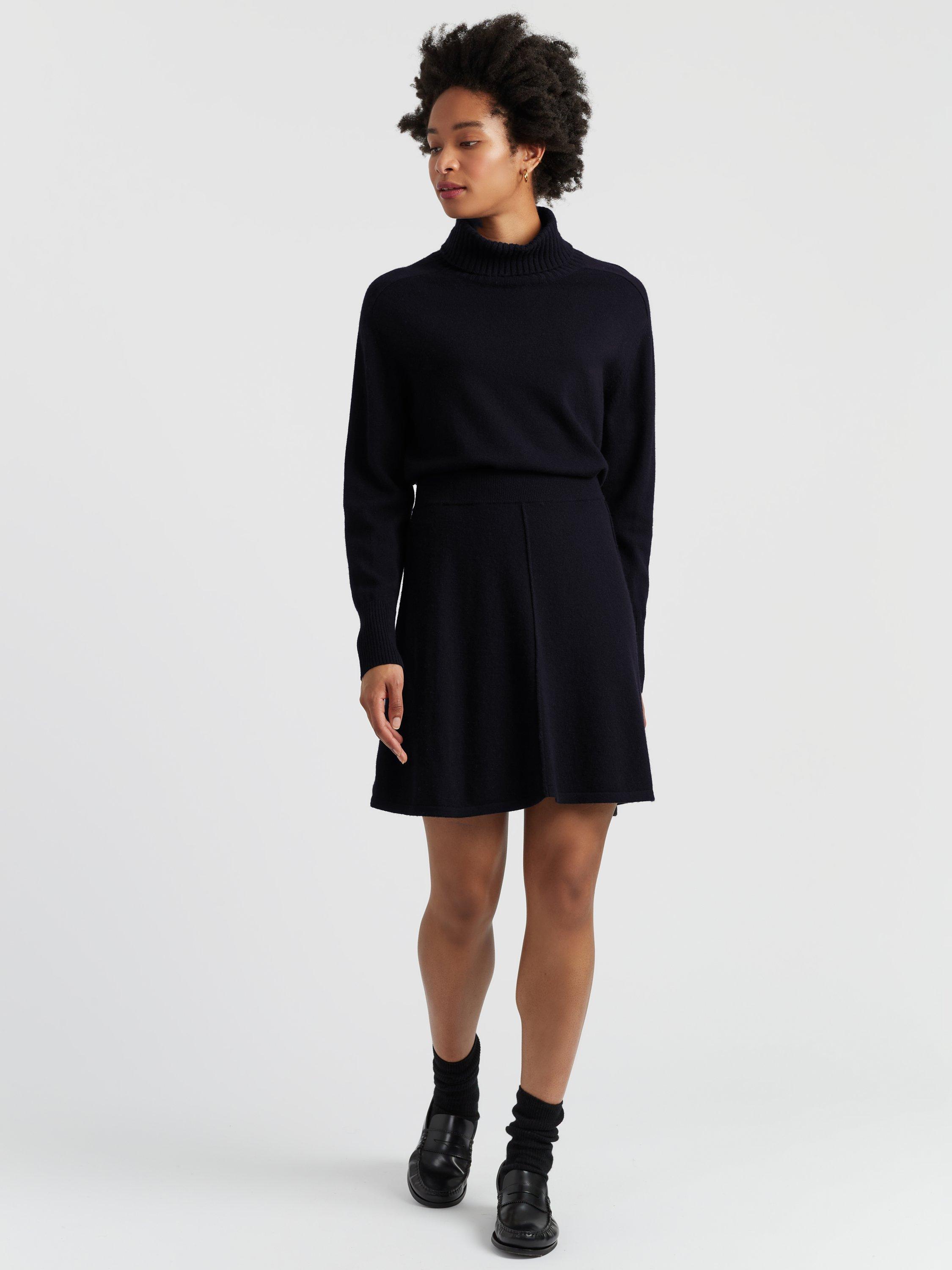 Product image 1 of 4, which shows Chinti & Parker Wool Rich Skater Mini Skirt, Navy, XS