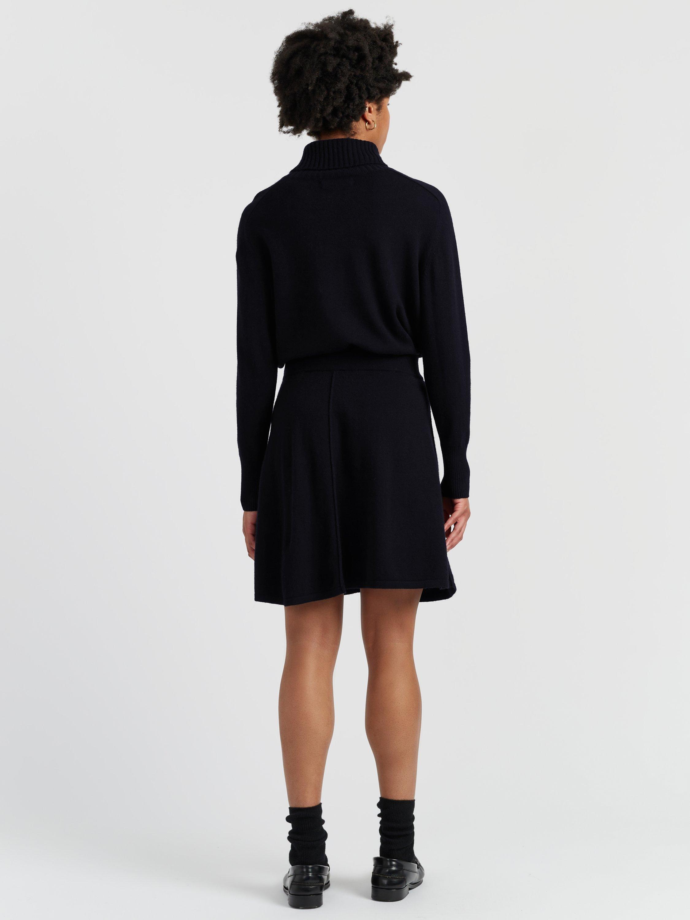 Product image 2 of 4, which shows Chinti & Parker Wool Rich Skater Mini Skirt, Navy, XS