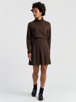 Chinti & Parker Wool Rich Skater Mini Skirt, Chocolate, Chocolate