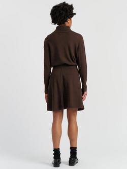 Chinti & Parker Wool Rich Skater Mini Skirt, Chocolate - view 2, Chocolate