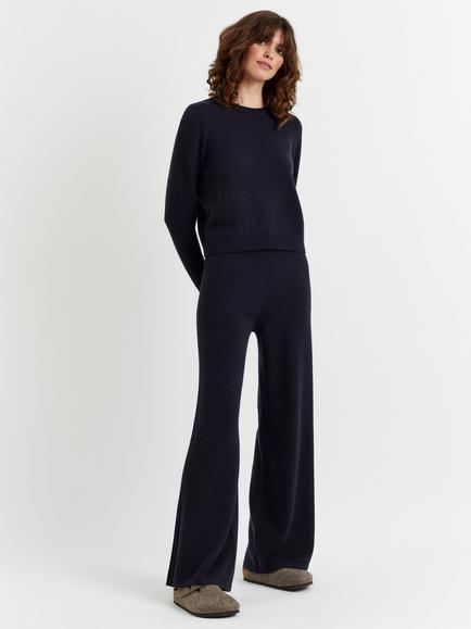 Chinti & Parker Cropped Pure Cashmere Jumper, Navy, Navy