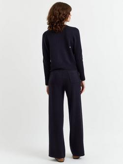 Chinti & Parker Cropped Pure Cashmere Jumper, Navy - view 2, Navy
