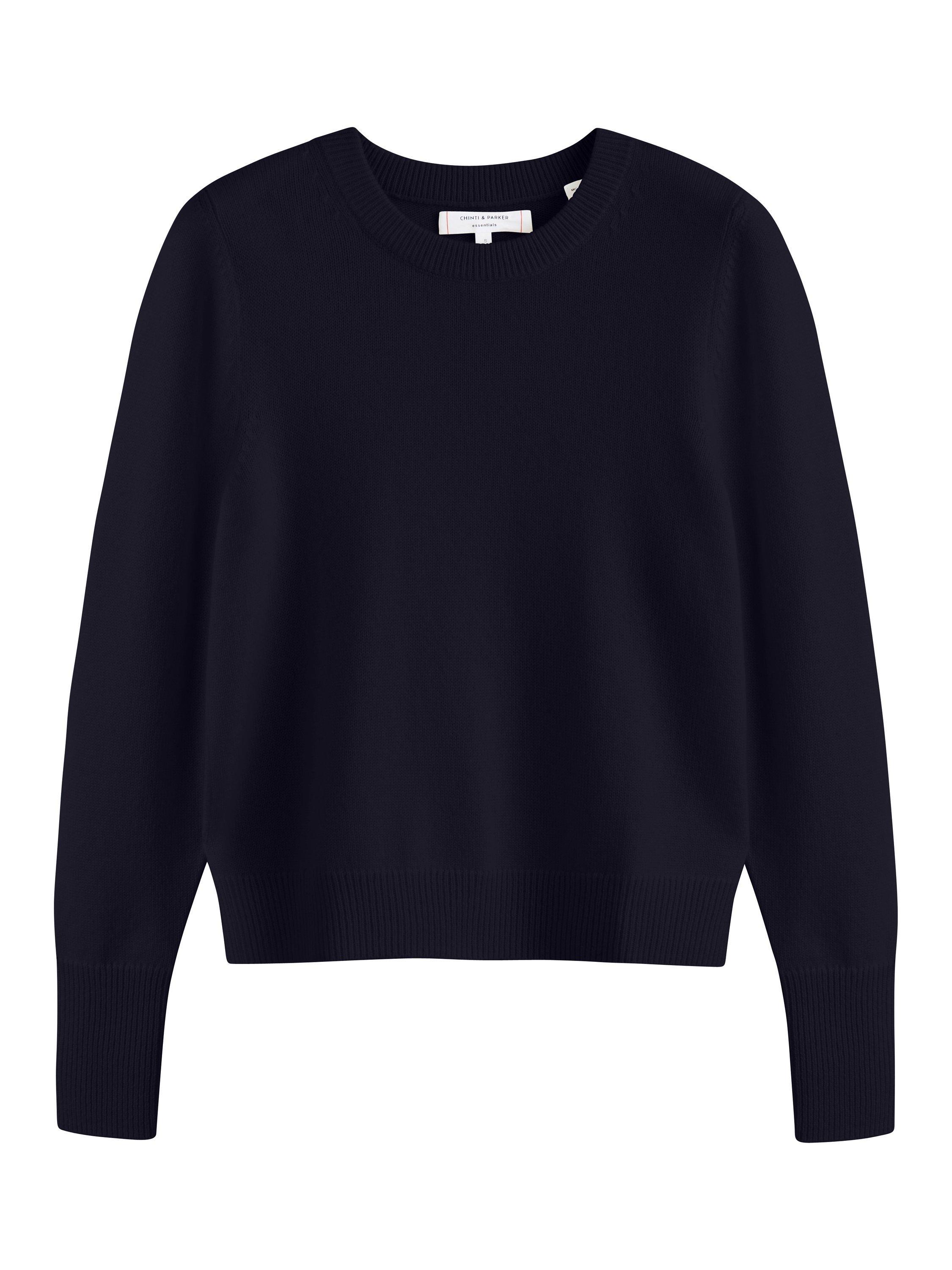 Product image 4 of 4, which shows Chinti & Parker Cropped Pure Cashmere Jumper, Navy, XS