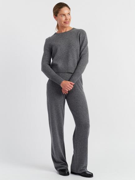 Chinti & Parker Cropped Pure Cashmere Jumper, Mid Grey Melange, Mid Grey Melange