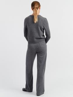 Chinti & Parker Cropped Pure Cashmere Jumper, Mid Grey Melange - view 2, Mid Grey Melange