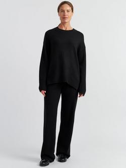 Chinti & Parker Crew Neck Pure Cashmere Jumper, Black