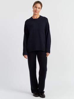 Chinti & Parker Crew Neck Pure Cashmere Jumper, Navy