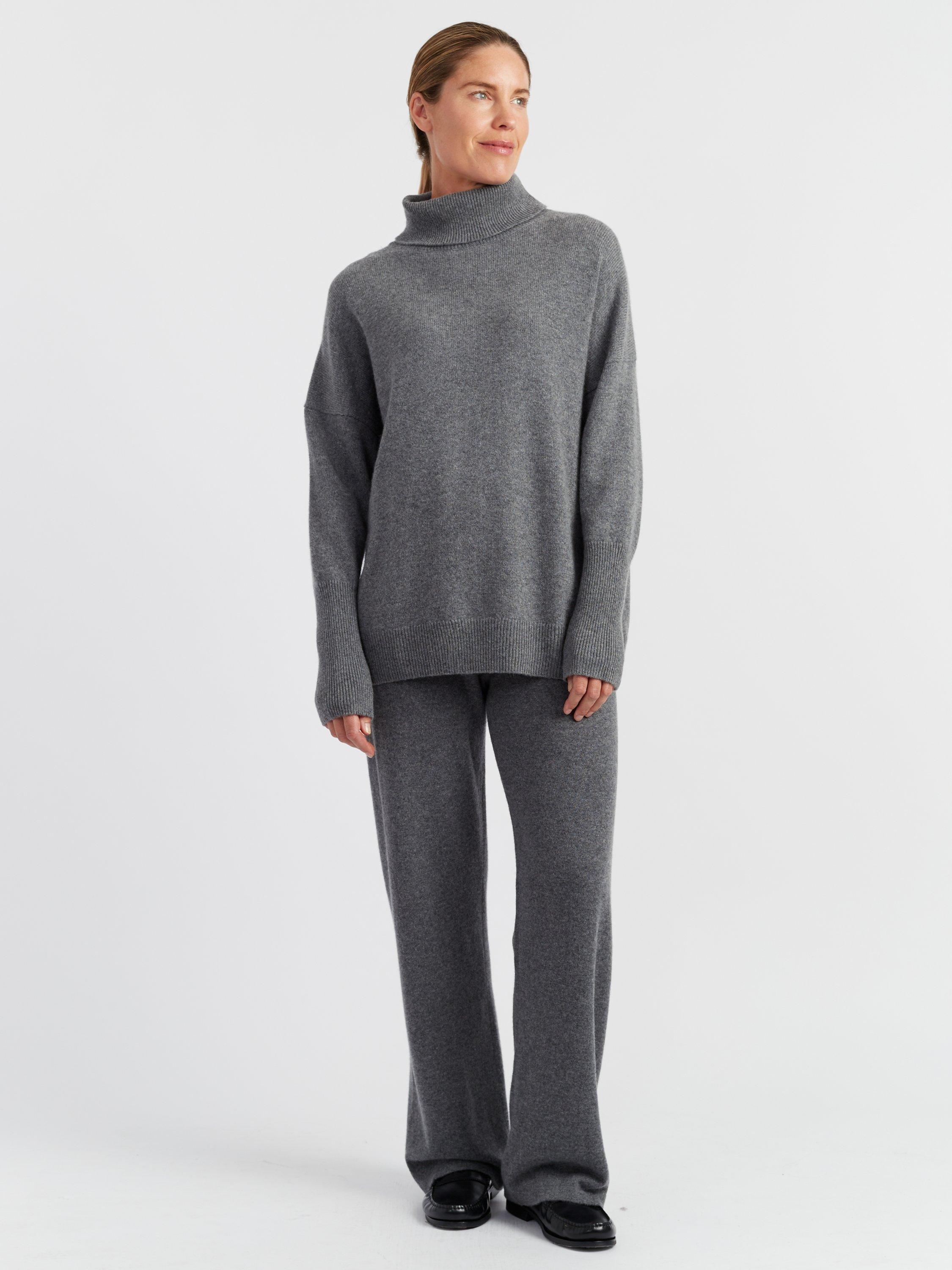 Chinti Parker Polo Pure Cashmere Jumper, Mid Grey Melange