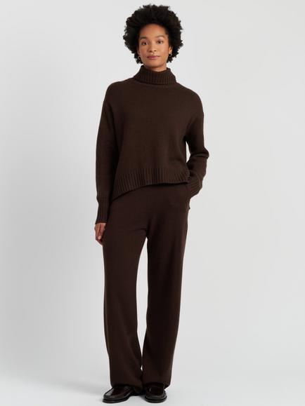 Chinti & Parker Roll Neck Pure Cashmere Jumper, Chocolate