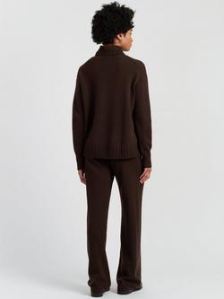 Chinti & Parker Roll Neck Pure Cashmere Jumper - view 2, Chocolate