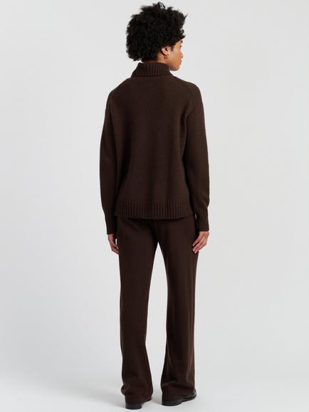 Chinti & Parker Roll Neck Pure Cashmere Jumper - view 2, Chocolate