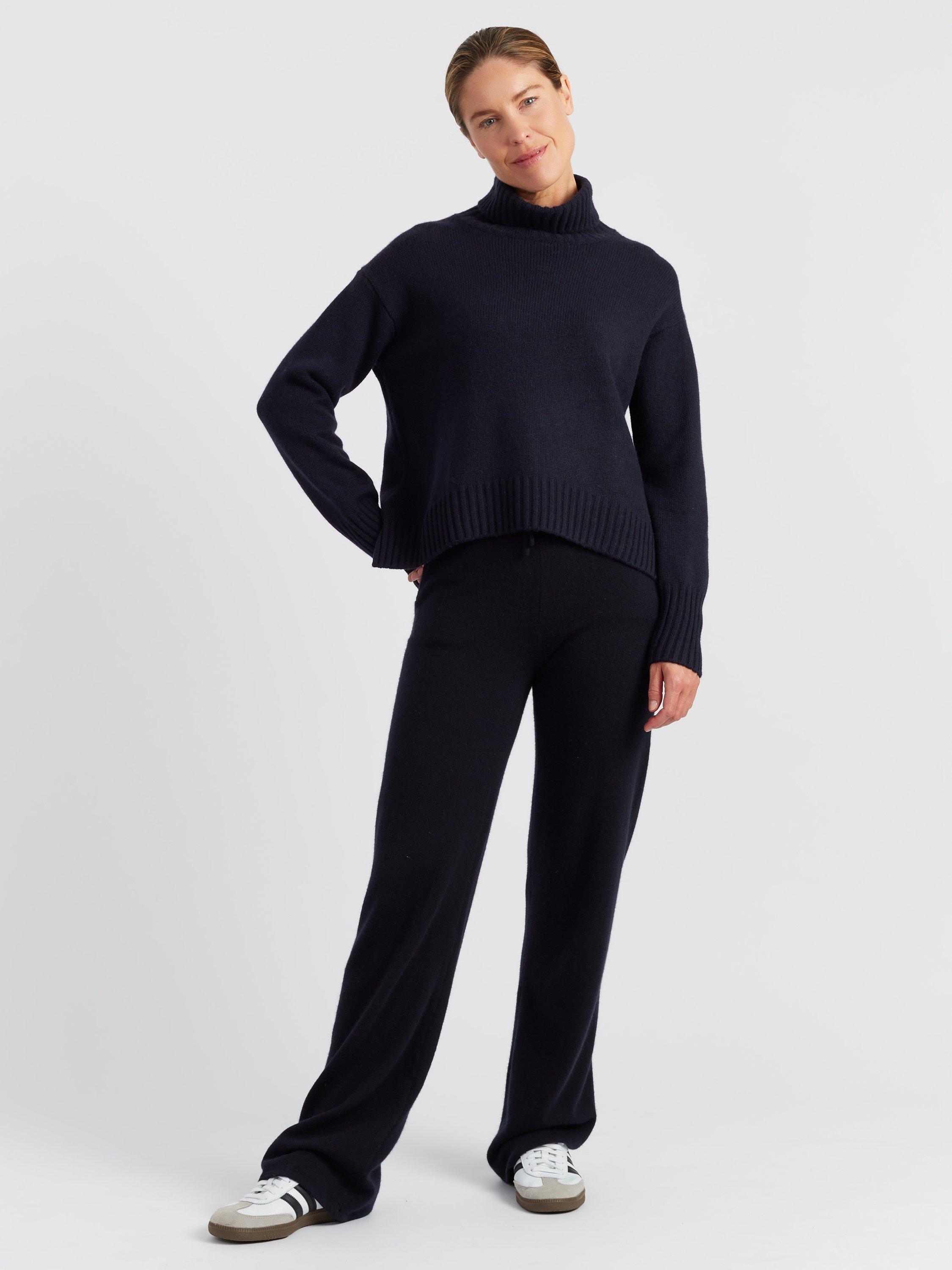 Chinti Parker Roll Neck Pure Cashmere Jumper, Navy