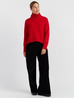 Chinti & Parker Roll Neck Pure Cashmere Jumper, Velvet Red