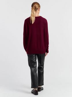 Chinti & Parker Slouchy Pure Cashmere Jumper, Claret - view 2, Claret