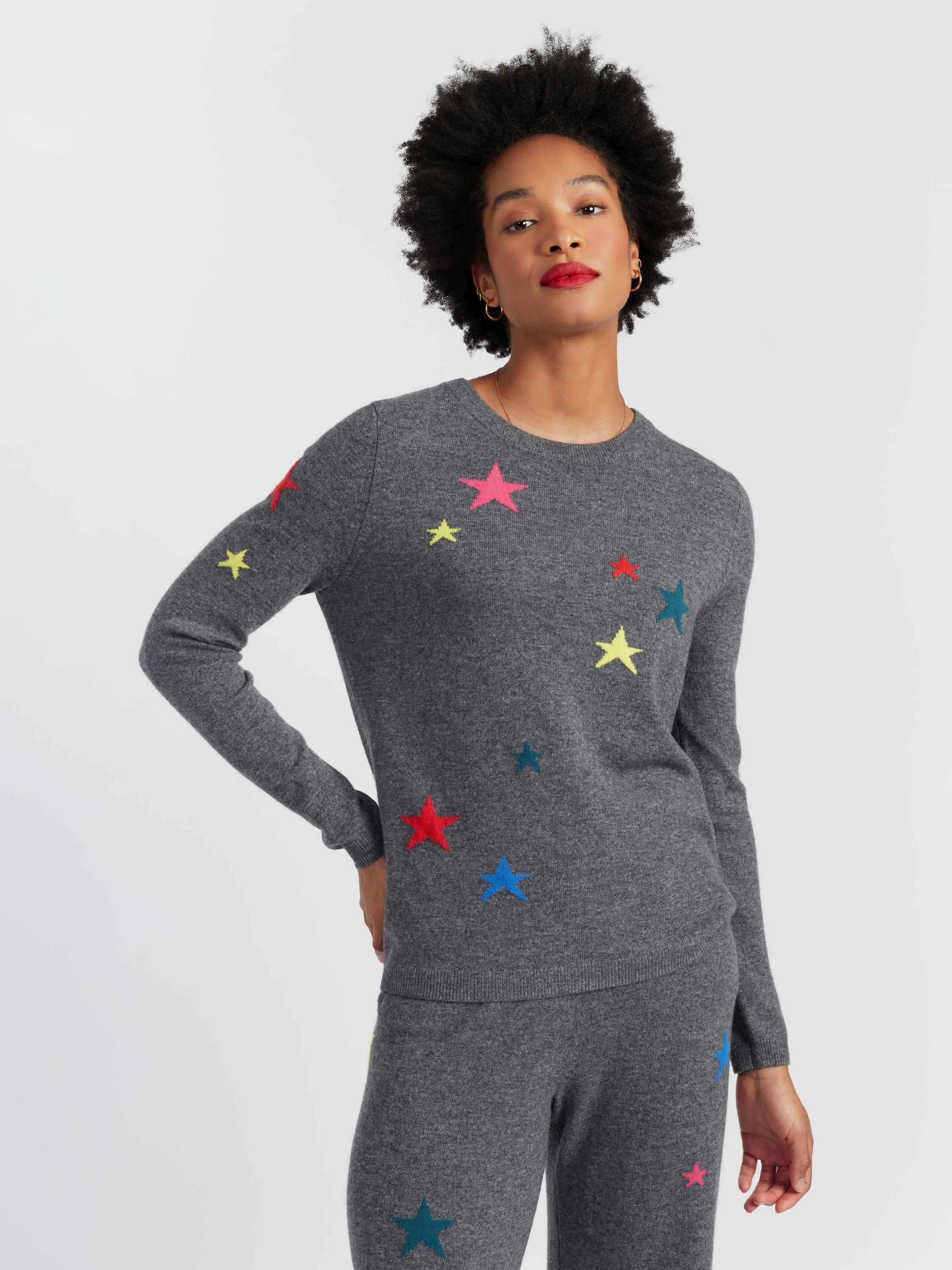 Product image 3 of 4, which shows Chinti & Parker Wool-Cashmere Star Sweater , Grey, XS