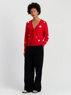 Chinti & Parker Wool-Cashmere Star Cardigan, Velvet Red