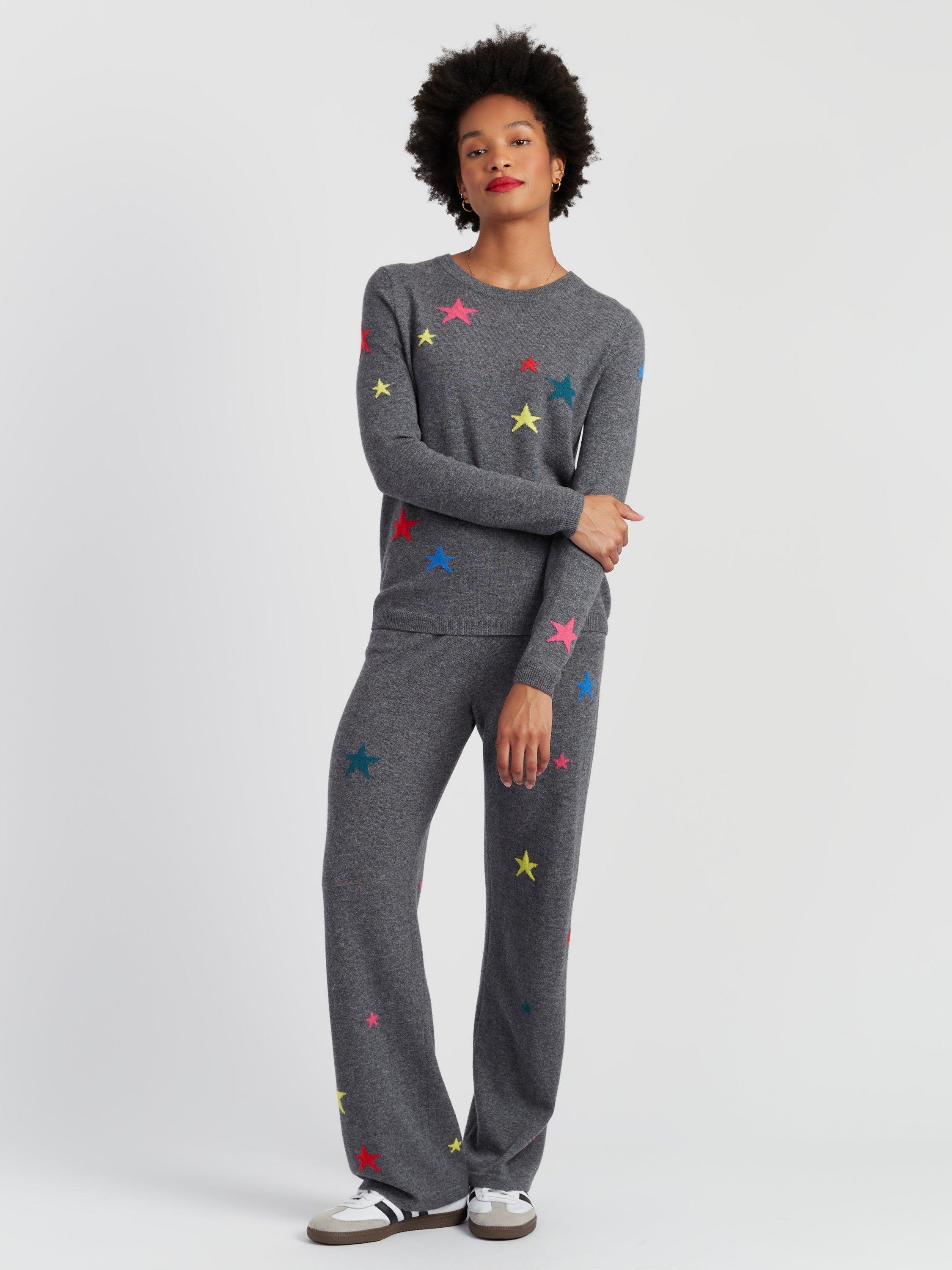 Product image 1 of 4, which shows Chinti & Parker Wool-Cashmere Star Track Pants , Grey, XS