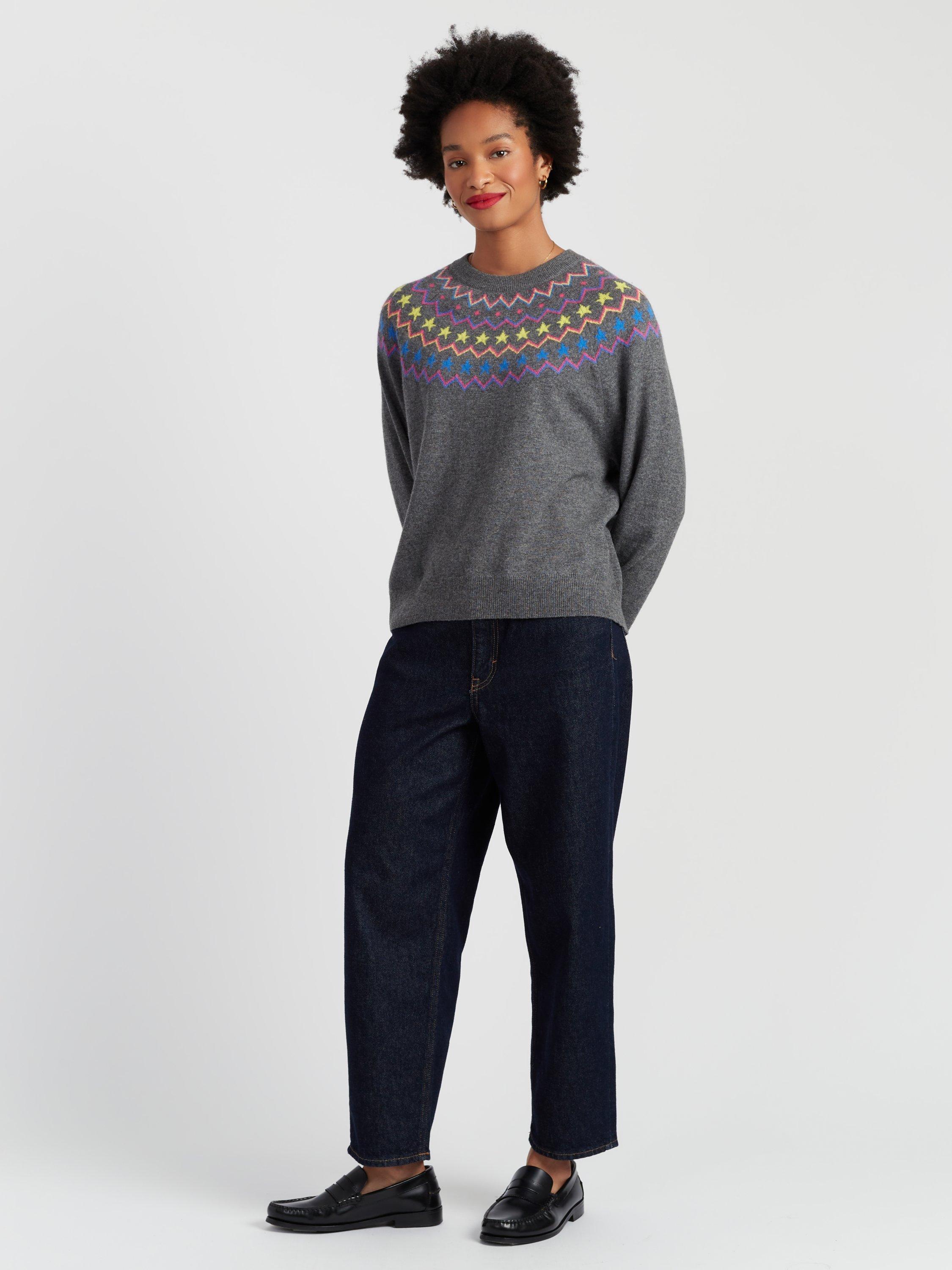 Product image 1 of 4, which shows Chinti & Parker Wool-Cashmere Star Yoke Sweater, Grey, XS