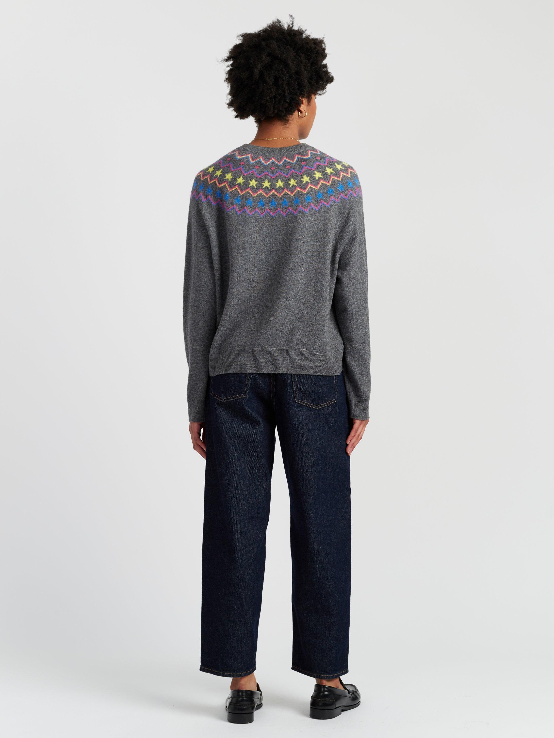Product image 2 of 4, which shows Chinti & Parker Wool-Cashmere Star Yoke Sweater, Grey, XS