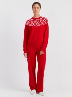 Chinti & Parker Wool-Cashmere Star Yoke Sweater, Velvet Red