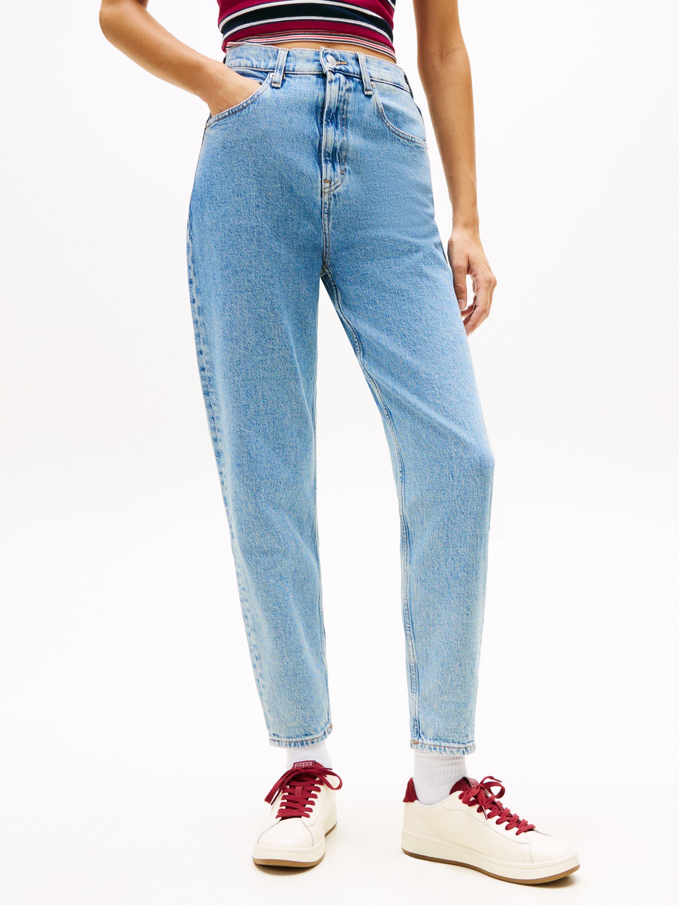Product image 1 of 5, which shows Tommy Hilfiger High Rise Mom Jeans, Light Blue, W25/L30