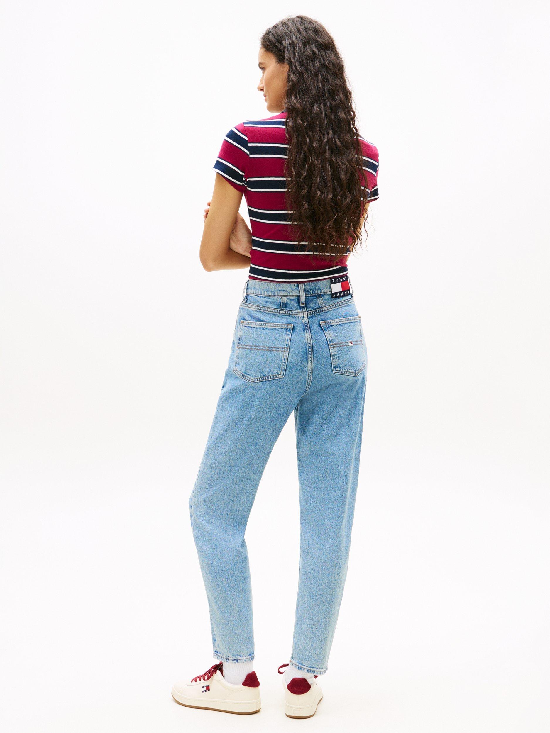 Product image 2 of 5, which shows Tommy Hilfiger High Rise Mom Jeans, Light Blue, W25/L30