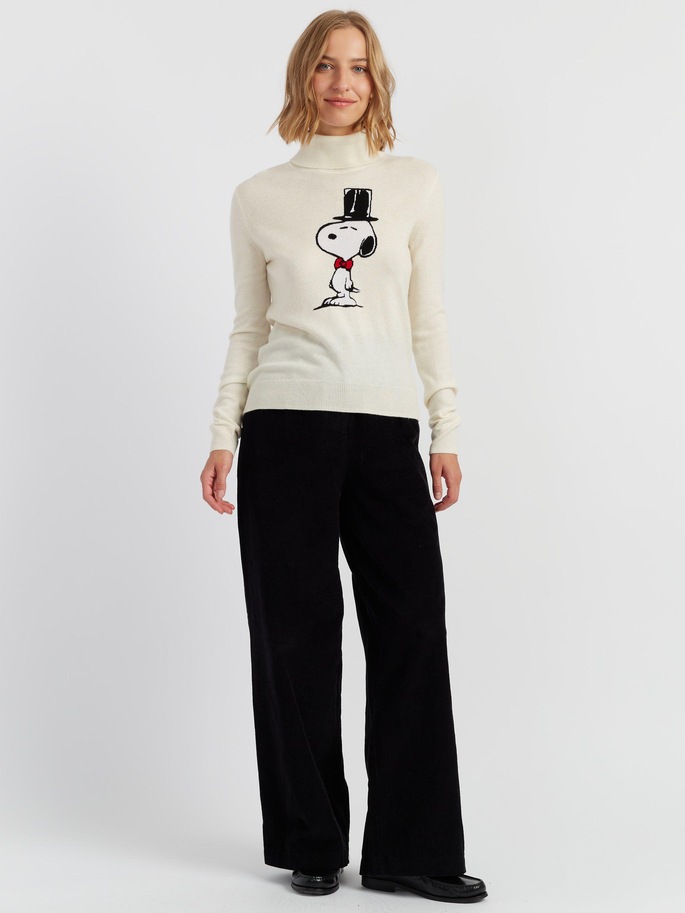 Product image 1 of 4, which shows Chinti & Parker Snoopy Top Hat Wool Rich Jumper, Cream, XS