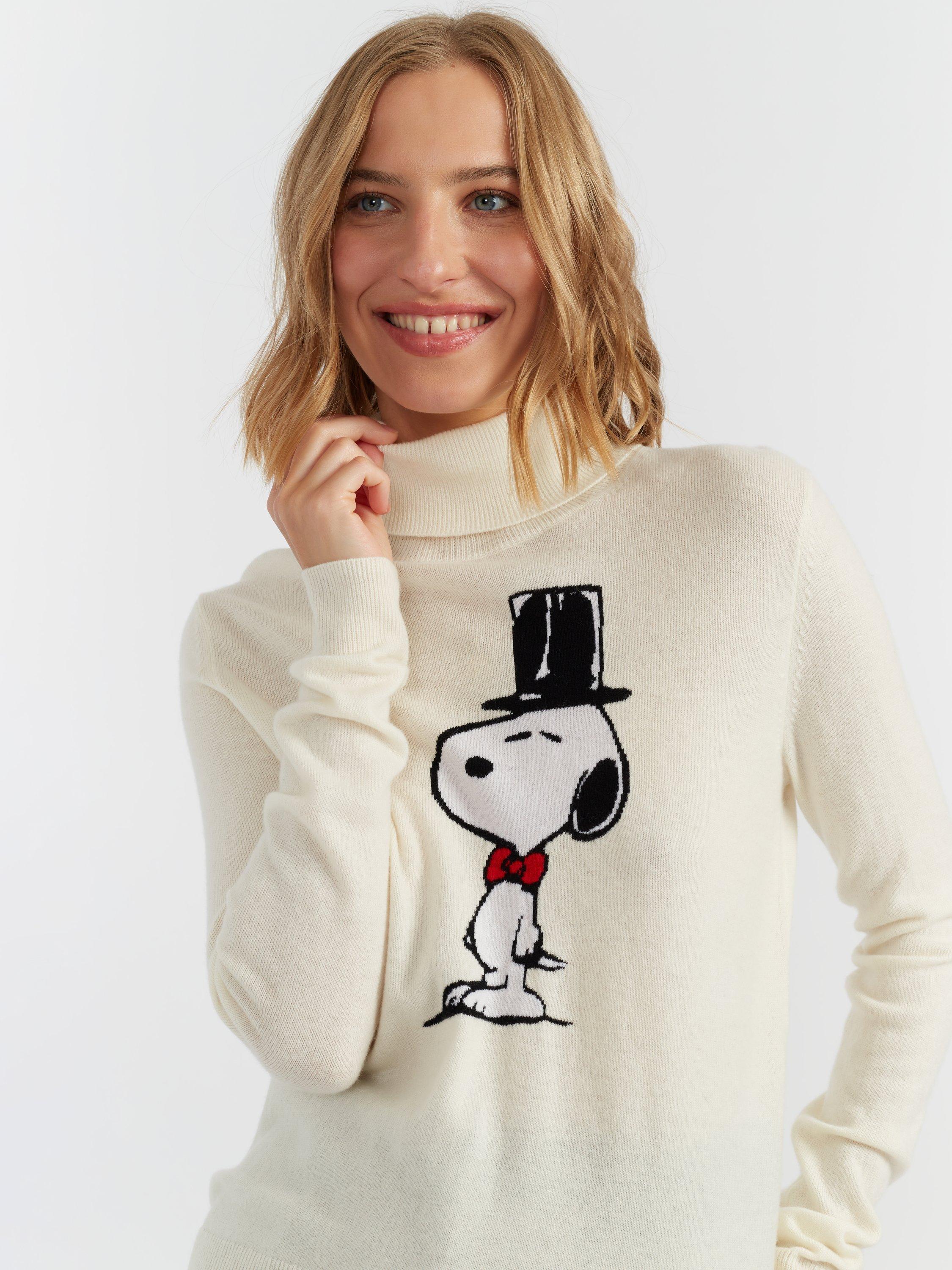 Product image 3 of 4, which shows Chinti & Parker Snoopy Top Hat Wool Rich Jumper, Cream, XS