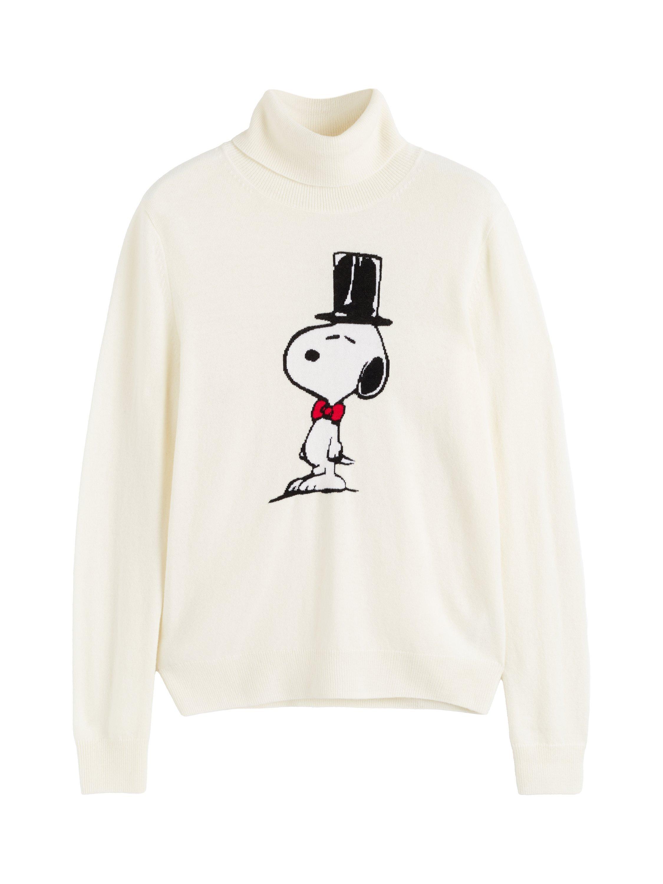 Product image 4 of 4, which shows Chinti & Parker Snoopy Top Hat Wool Rich Jumper, Cream, XS