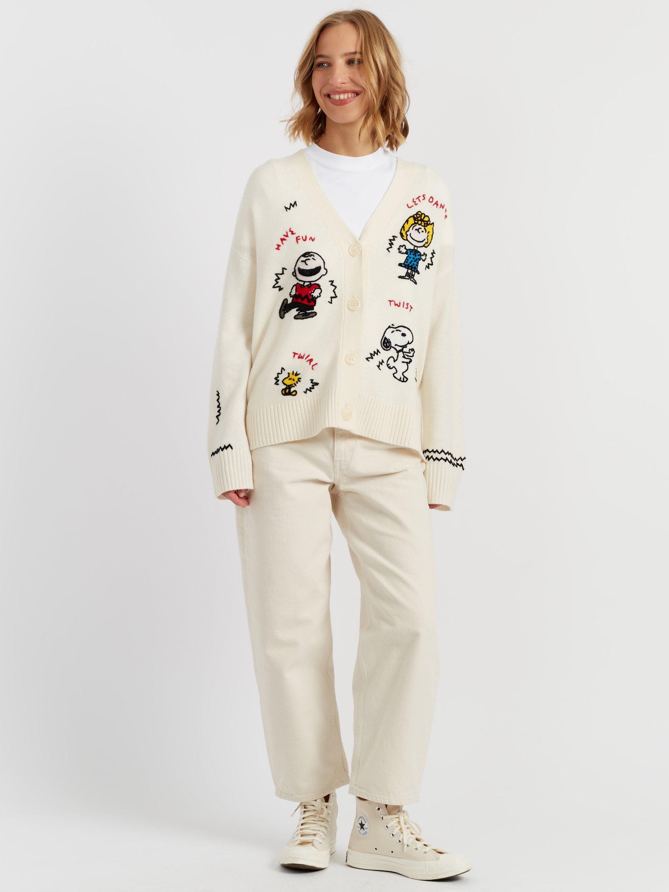 Product image 1 of 4, which shows Chinti & Parker Peanuts Dancing Cardigan, Cream, XS