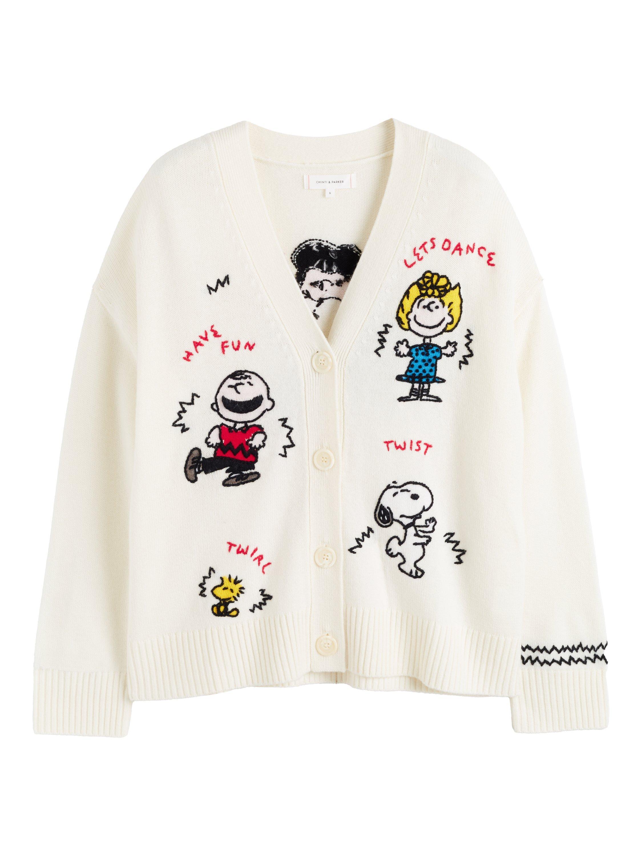 Product image 4 of 4, which shows Chinti & Parker Peanuts Dancing Cardigan, Cream, XS