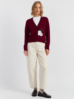 Chinti & Parker Snoopy Peak A Boo Wool Rich Cardigan, Claret, Claret