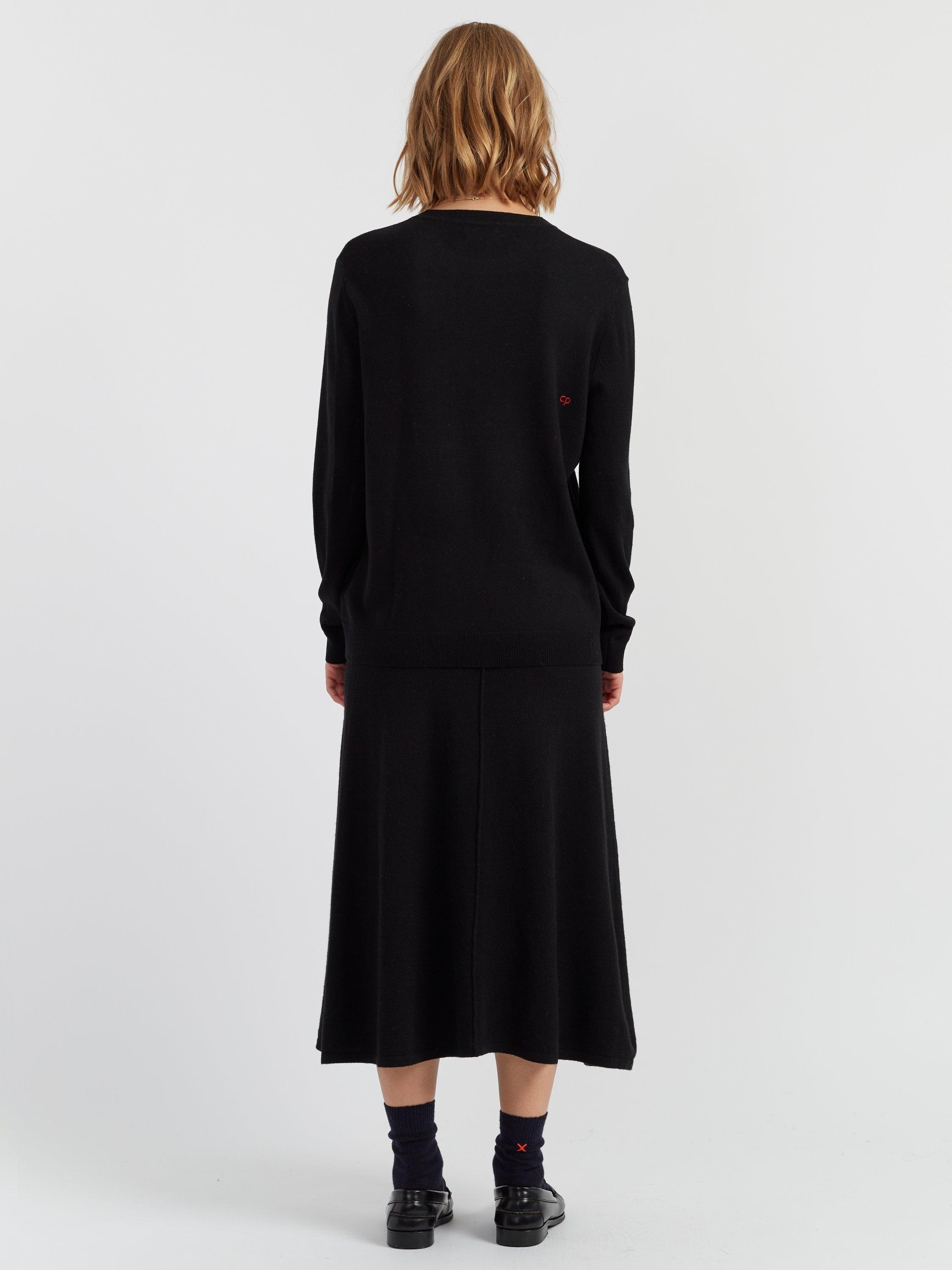 Product image 2 of 4, which shows Chinti & Parker Snoopy Bow Wool Rich Jumper, Black, XS