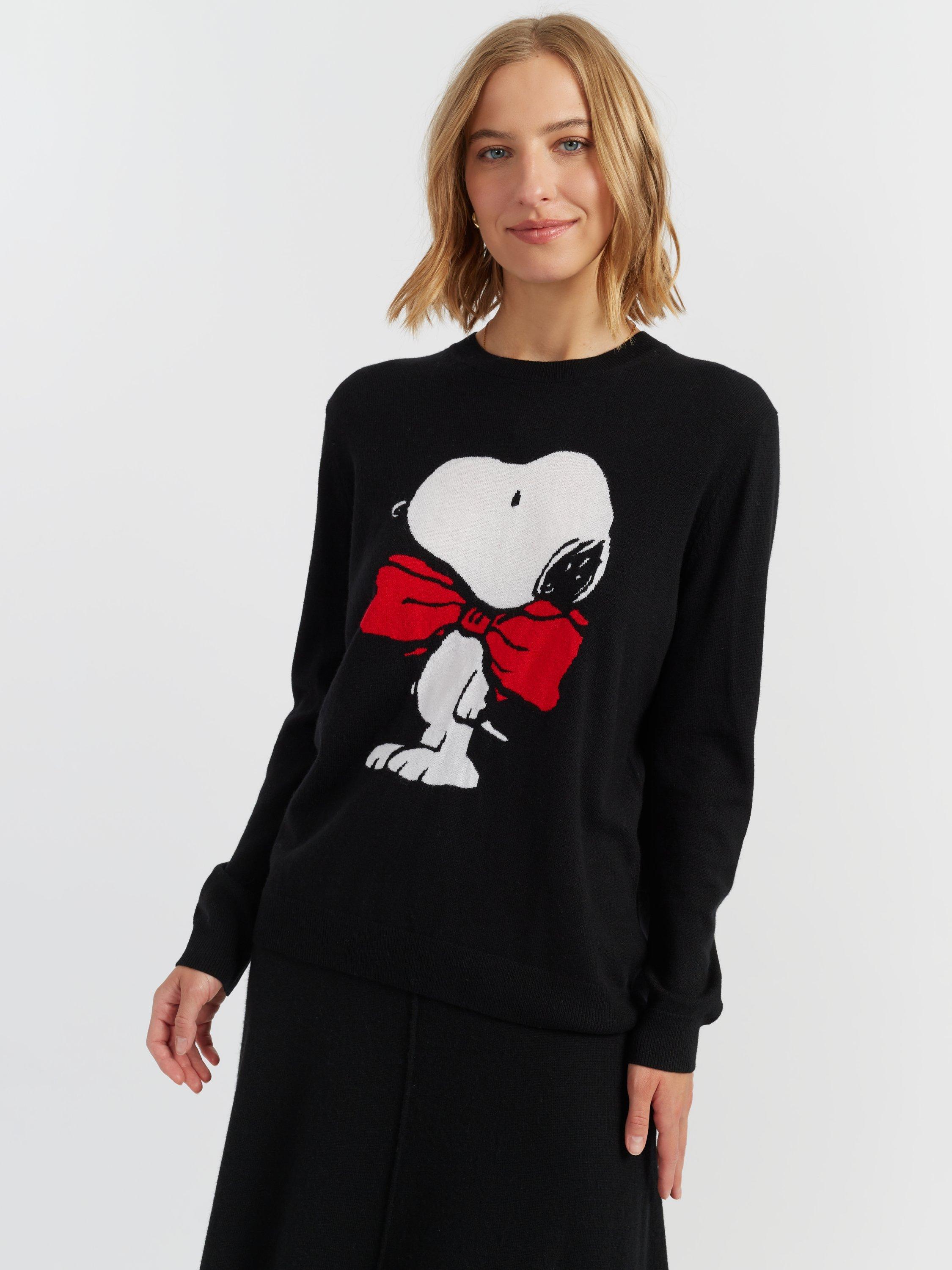 Product image 3 of 4, which shows Chinti & Parker Snoopy Bow Wool Rich Jumper, Black, XS