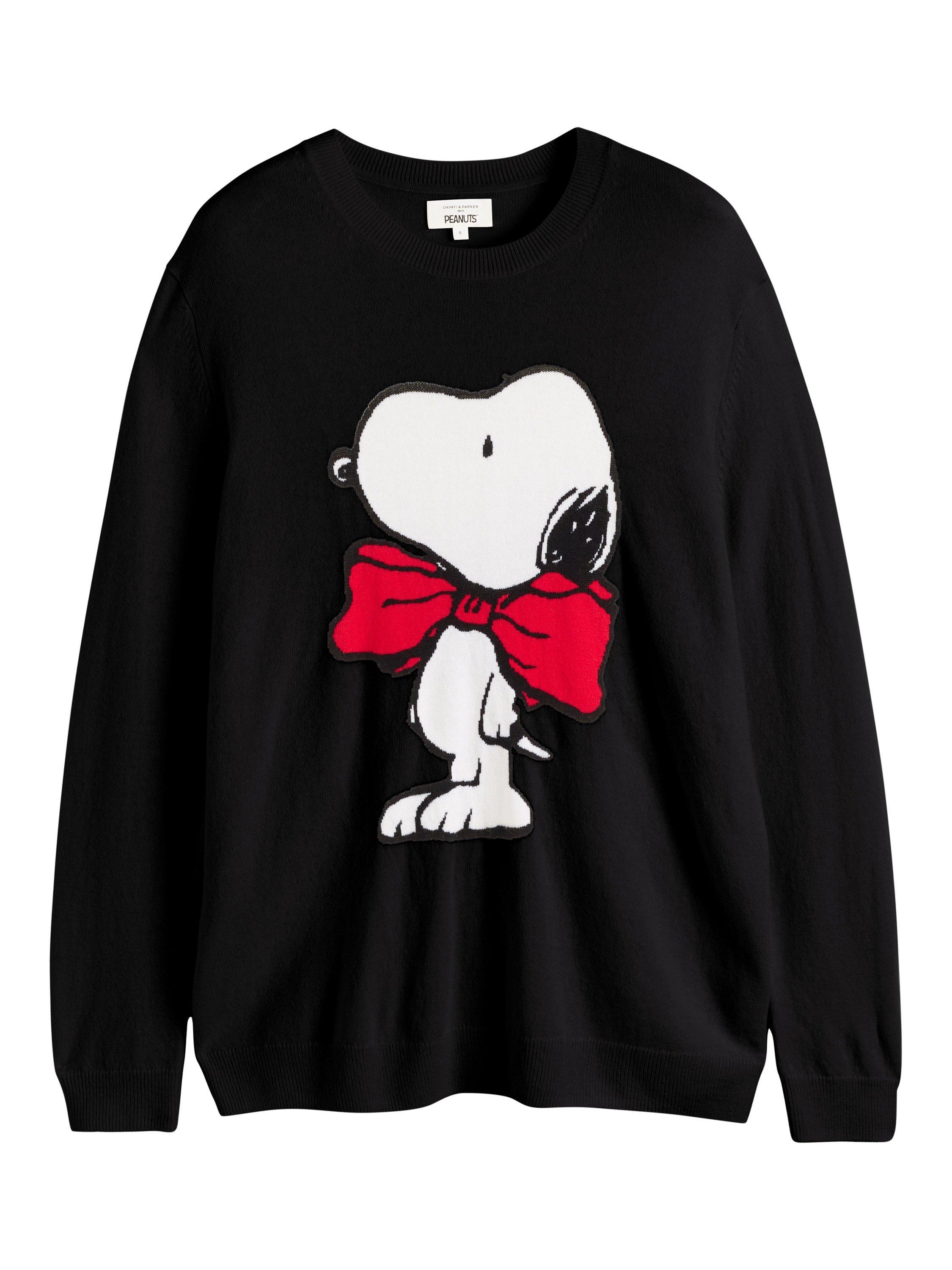Product image 4 of 4, which shows Chinti & Parker Snoopy Bow Wool Rich Jumper, Black, XS