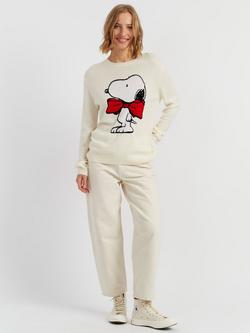 Chinti & Parker Snoopy Bow Wool Rich Jumper, Cream, Cream