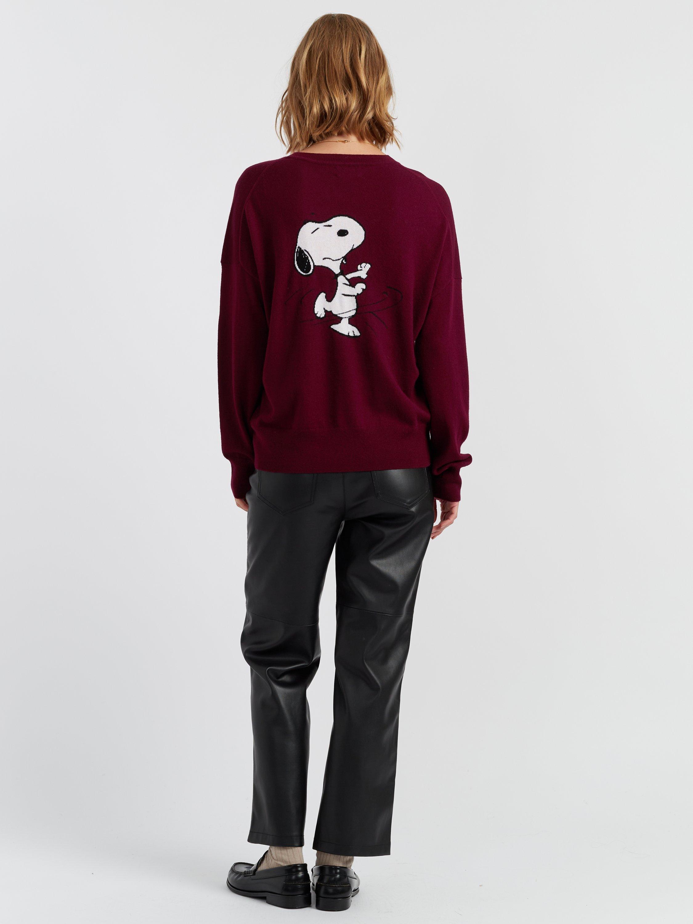 Product image 2 of 4, which shows Chinti & Parker Dancing Snoopy Wool Rich Jumper, Red, XS