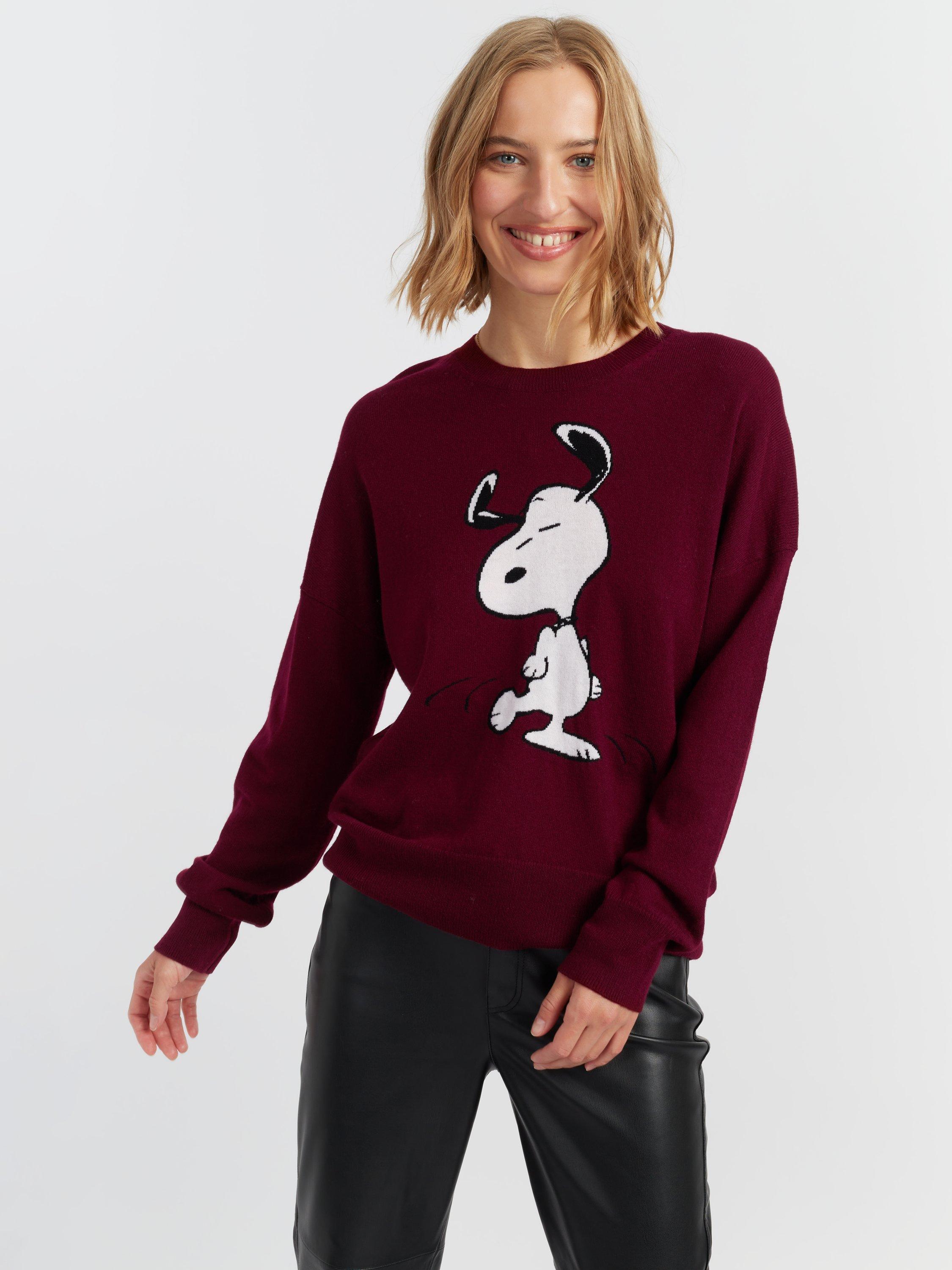 Product image 3 of 4, which shows Chinti & Parker Dancing Snoopy Wool Rich Jumper, Red, XS