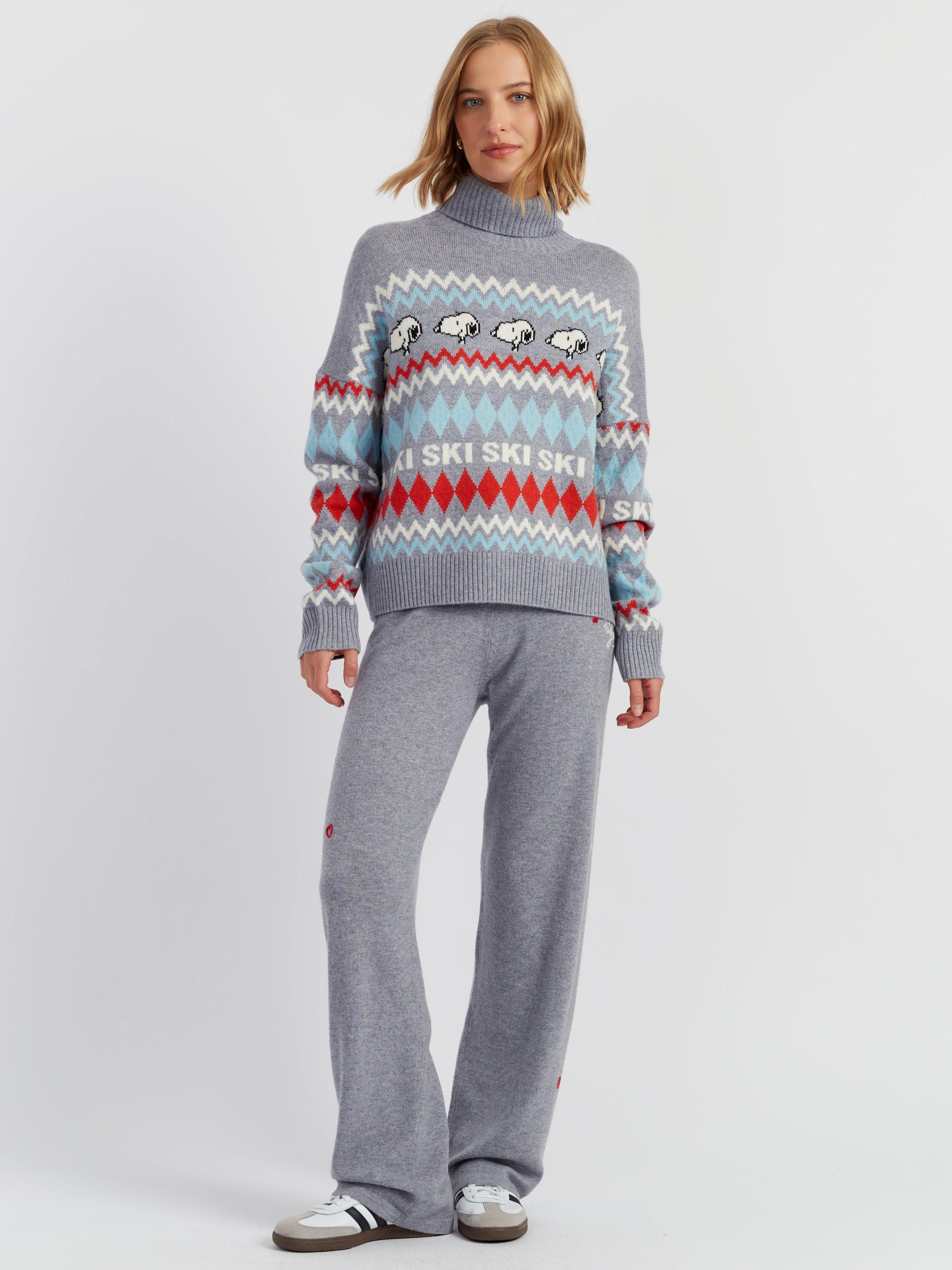 Product image 1 of 4, which shows Chinti & Parker Wool-Cashmere Snoopy Ski Roll Neck , Grey Marl, XS