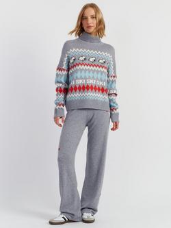 Chinti & Parker Wool-Cashmere Snoopy Ski Roll Neck, Grey Marl