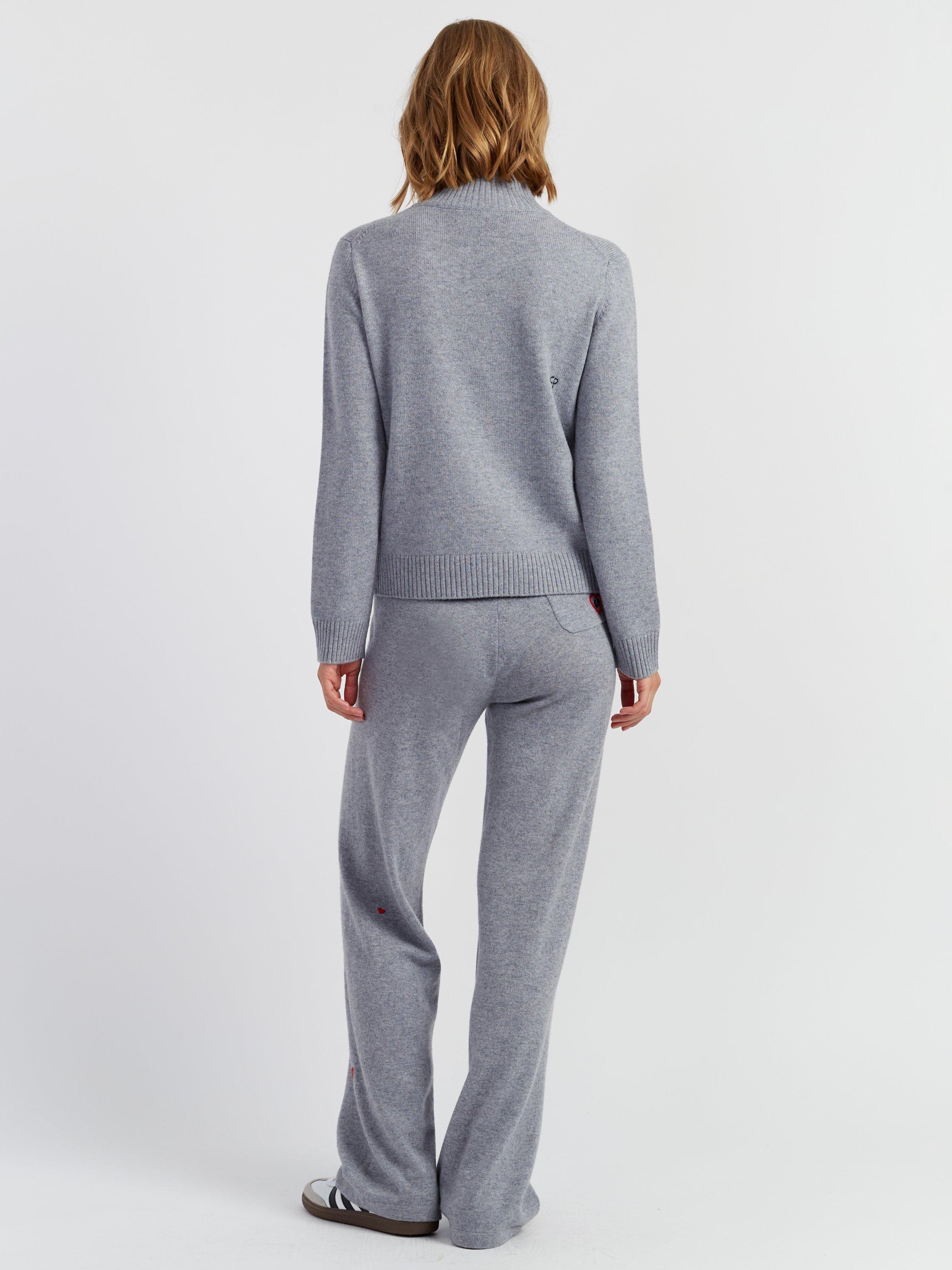 Product image 2 of 4, which shows Chinti & Parker Wool-Cashmere Snoopy Ski Zip Sweater, Grey Marl, XS