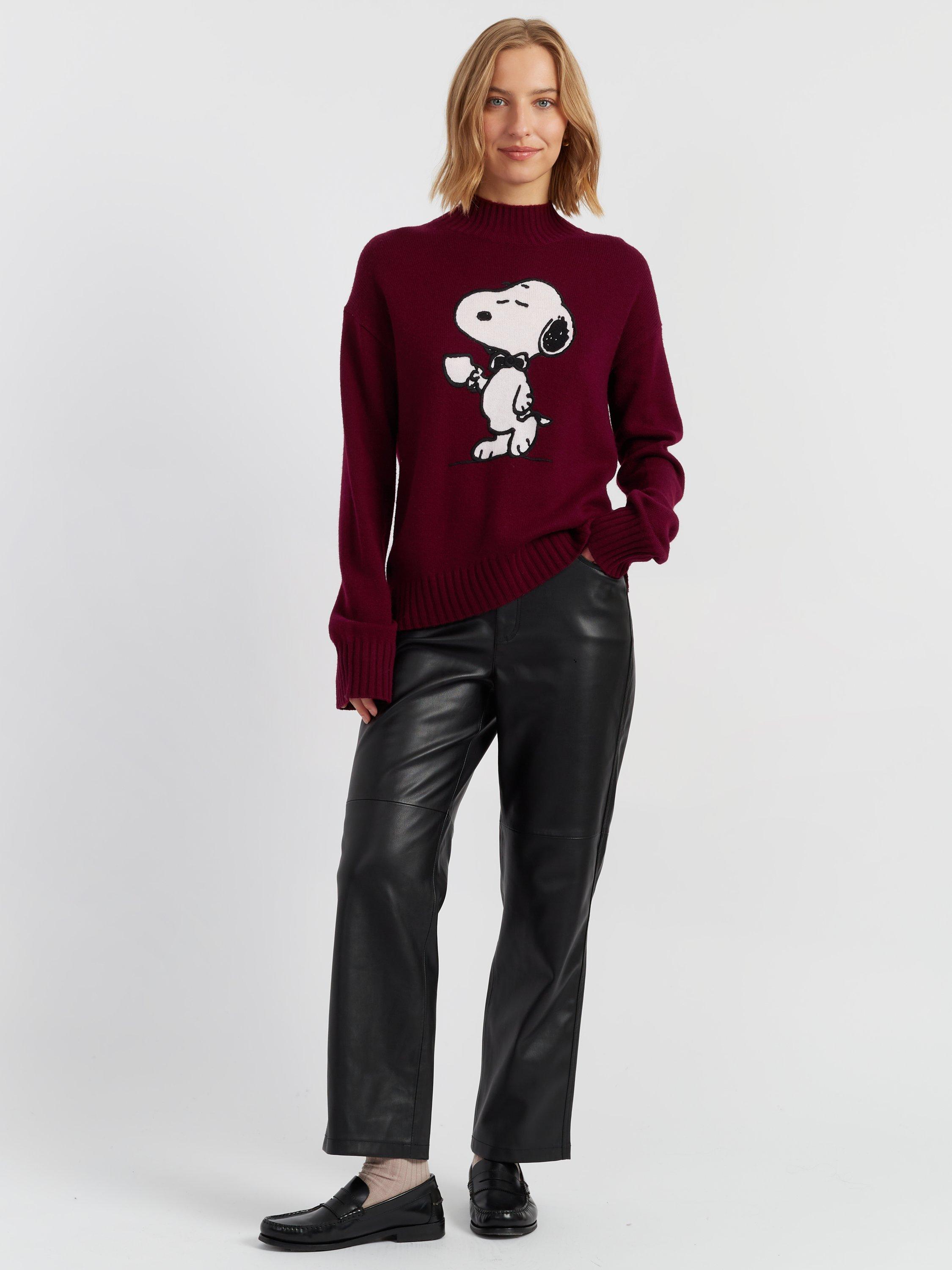 Product image 1 of 4, which shows Chinti & Parker Snoopy Teatime Wool Rich Jumper, Red, XS