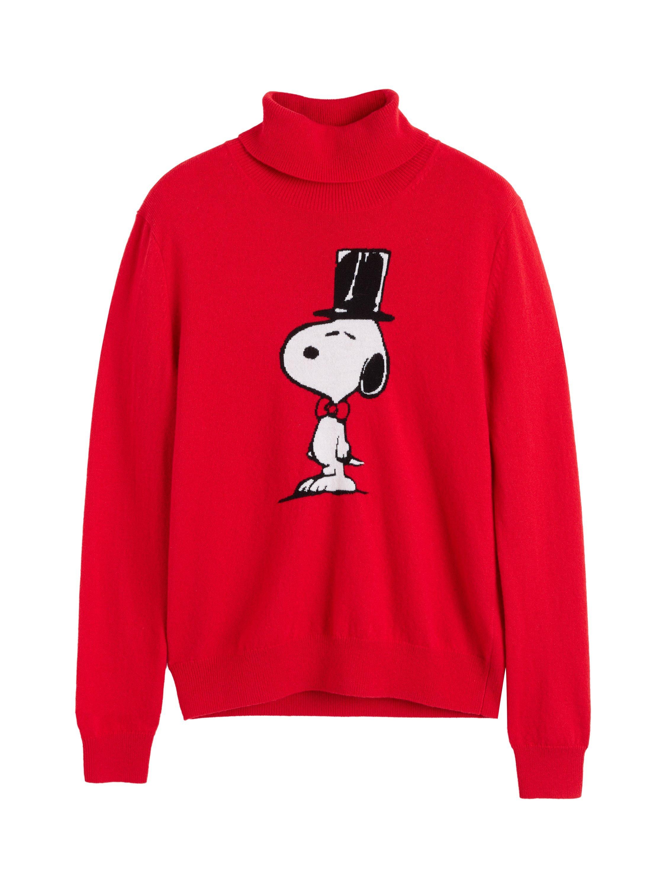 Product image 4 of 4, which shows Chinti & Parker Snoopy Top Hat Wool Rich Jumper, Red, XS