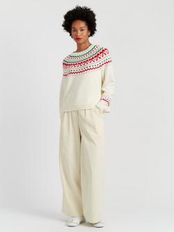 Chinti & Parker Bow Fairisle Wool-Cashmere  Sweater, Cream/Multi