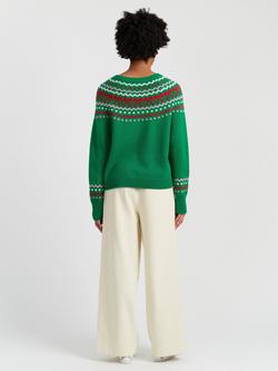 Chinti & Parker Bow Fairisle Wool-Cashmere  Sweater - view 2, Green/Multi
