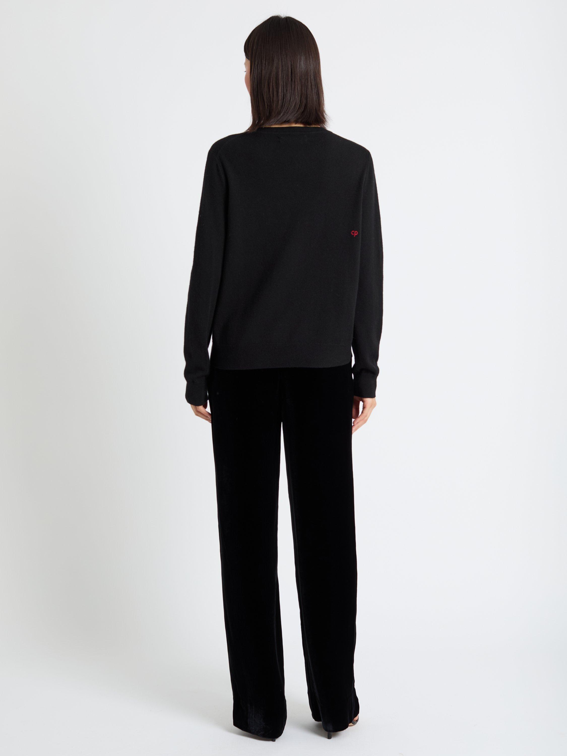 Product image 2 of 4, which shows Chinti & Parker Wool-Cashmere Candy Cane Sweater , Black/Multi, XS