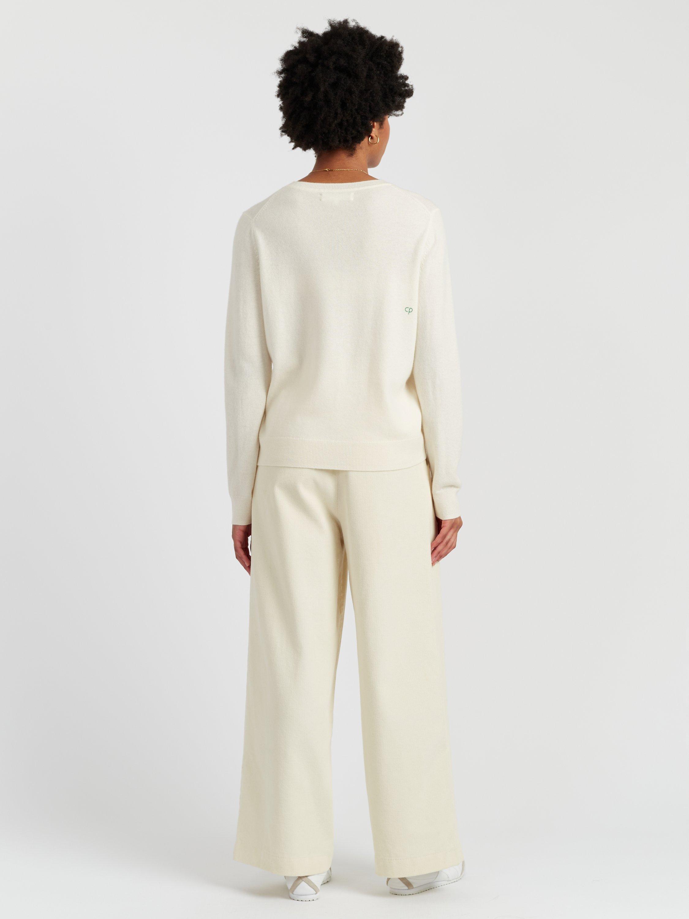 Product image 2 of 4, which shows Chinti & Parker Wool-Cashmere Candy Cane Sweater , White/Multi, XS