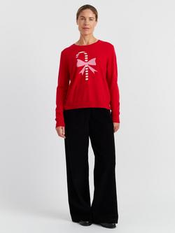 Chinti & Parker Wool-Cashmere Candy Cane Sweater, Red Multi