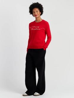 Chinti & Parker Merry Christmas Wool Blend Jumper, Red - view 2, Red