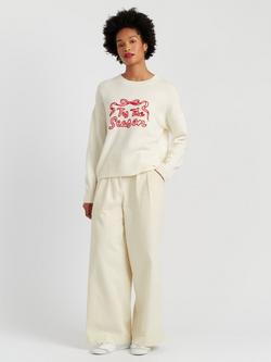 Chinti & Parker Wool-Cashmere Tis The Season Sweater, Cream